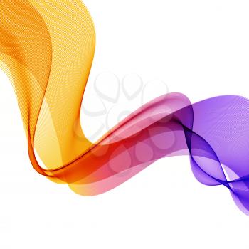Abstract vector background with orange and purple smooth color wave. Blue wavy lines