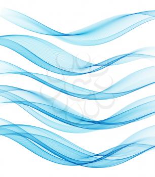 Set of Abstract vector flow transparent color wave. Dynamic wavy lines