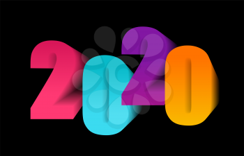 Happy new year greeting with number 2020. Vector illustration
