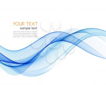Vector blue abstract wave design element. Transparent smoke wave
