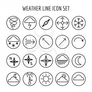 Weather line icon set. Black and white weather vector icons