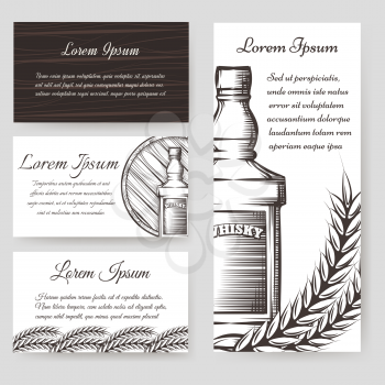 Whisky bouqlet and cards templates set. Vector illustration
