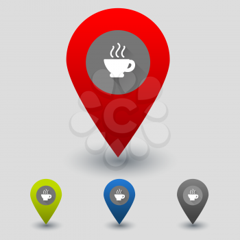 Colorful navigation signs with flat cup and smoke vector
