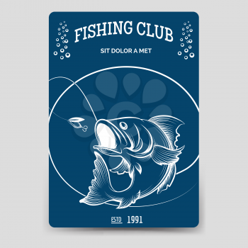 Fishing club brochure flyer template vector illustration