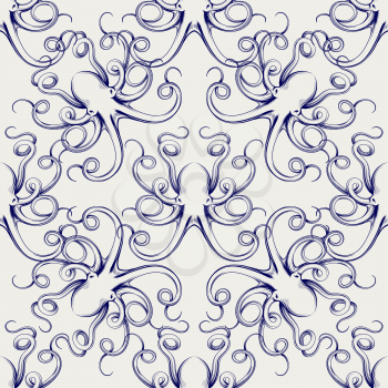 Seamless pattern with hand drawn octopus sketch vector