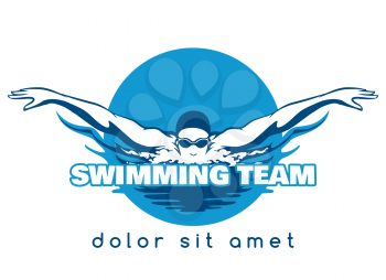 Swimming Logo. Swimmer icon with caption. Swimming or Swimmer Logo. Vector illustration