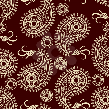 Henna tatoo paisley seamless pattern. Paisley ornamental vector illustration