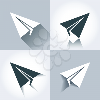 Vector paper plane icons. Paper plane elements