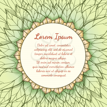 Hand drawn floral background with vintage label with text. Vector illustratuin