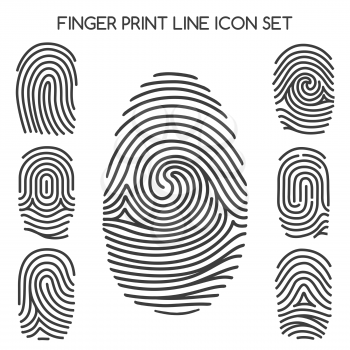 Fingerprint icons. Finger print line icons or thumbprint signs. Vector illustration