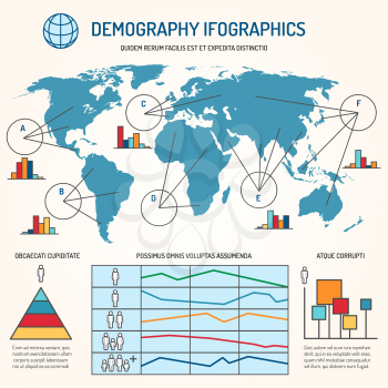 Demographic infographics. Human line vector infographics template