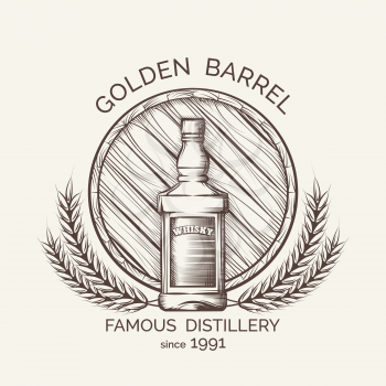 Whisky distillery emblem. Vector whisky production logo template
