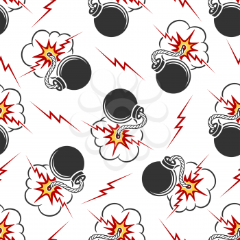 Seamless pattern with cartoon character bombs. Vector illustration