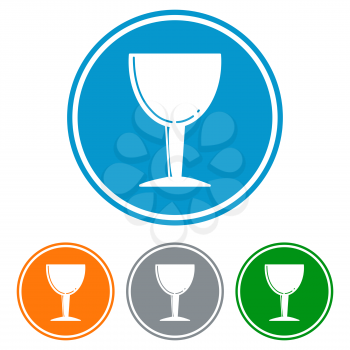Flat chalice glass for beer icons set vector