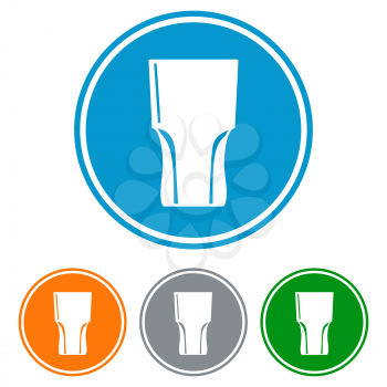 Flat tumbler glass for beer icons set vector