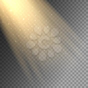 Vector ray of light on transparent checkered background