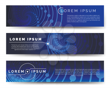 Vector medicine banners with blue background and glow vortex structure. Vector illustration