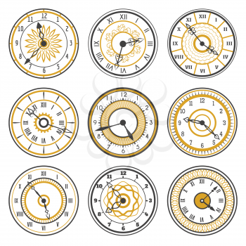 Vector watch face collection on white background
