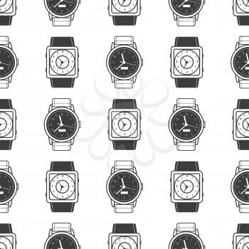 Geometric seamless pattern with watches vector illustration