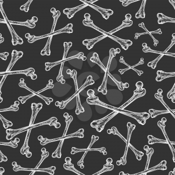 Drawing bones seamless pattern. Pirate background vector illustration