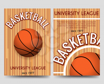 Univercity basketball brochure flyer template with basketball ball and place for text. Vector illustration