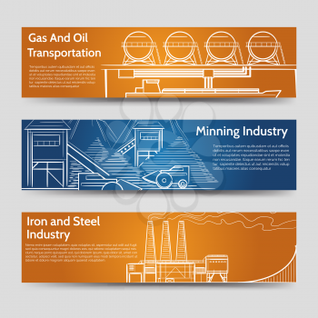 Horizontal banners template with factory industrial landscape. Vector illustration