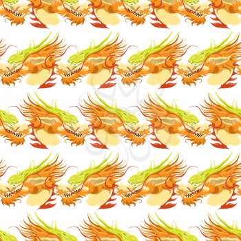 Color chinese dragon seamless pattern. Bright mythological background vector illustration