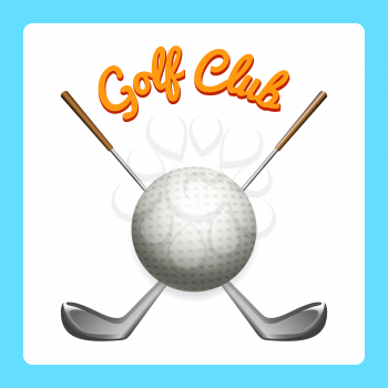 Golf icon with clubs and ball isolated on white background. Vector illustration