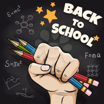 Back to school sketch on blackboard vector illustration. Back to school on chalkboard background