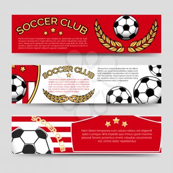 Soccer club banners template vector illustration. Footbal banners set