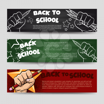 Back to school horizontal banners template vector illustration