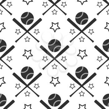 Sport seamless pattern. Monochromic baseball background vector illustration