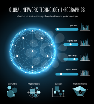 Global network connection and integration technology infographic. Global mobility internet connectivity vector background