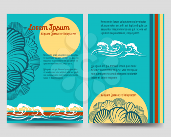 Sea style brochure flyers template design vector