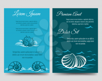 Brochure flyers template - flyers with sea shells vector