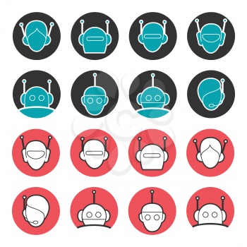 Robot head vector collection - chat bot icons set