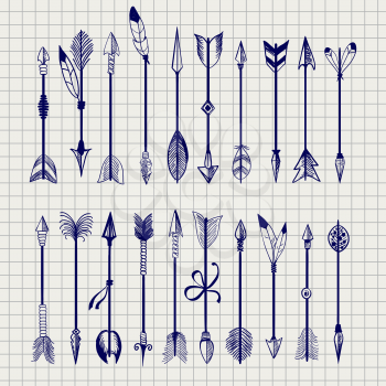 Ball pen arrows set vector on notebook page