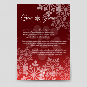 Winter brochure flyer template design in A6 size with snowflakes. Vector illustration