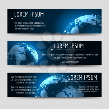 Horizontal banners template with earth sphere vector