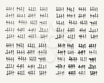 Waiting counting tally numbers or tally marks isolated on white background. Vector illustration