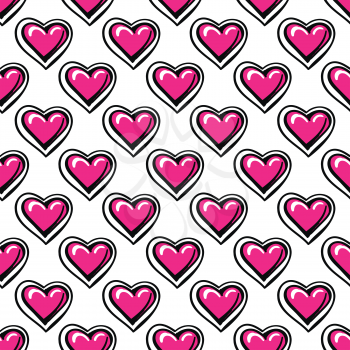 Love seamless pattern design with pink cartoon hearts vector illustration