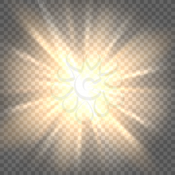 Sunburst icon. Sun rays on transparent background vector illustration