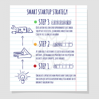 Startup concept design vector on lined notebook page