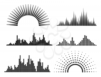 Black musicwaves forms isolated on white background. Vector illustration