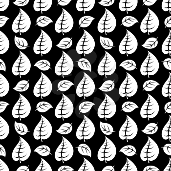 Black and white leaves seamless pattern design vector illustration