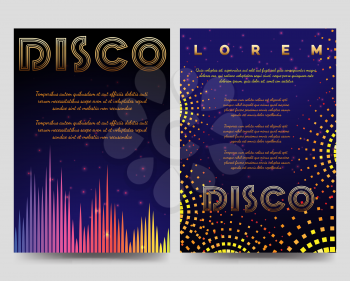 Bright disco brochure flyers template with soundwaves vector