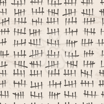 Black line tally marks seamless background. Vector illustration