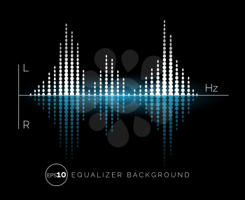 Equalizer digital sound design element on dark background. Vector illustration