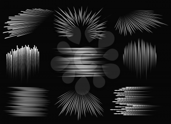 Abstract speed line patterns. Vector action lines gradient texture set