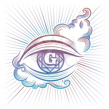Colorful spiritual eye vector design isolaed on white background